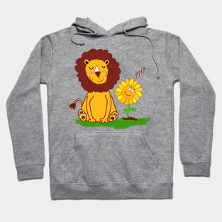 Puzzled Cute Lion with Funny Sunflower Hoodie